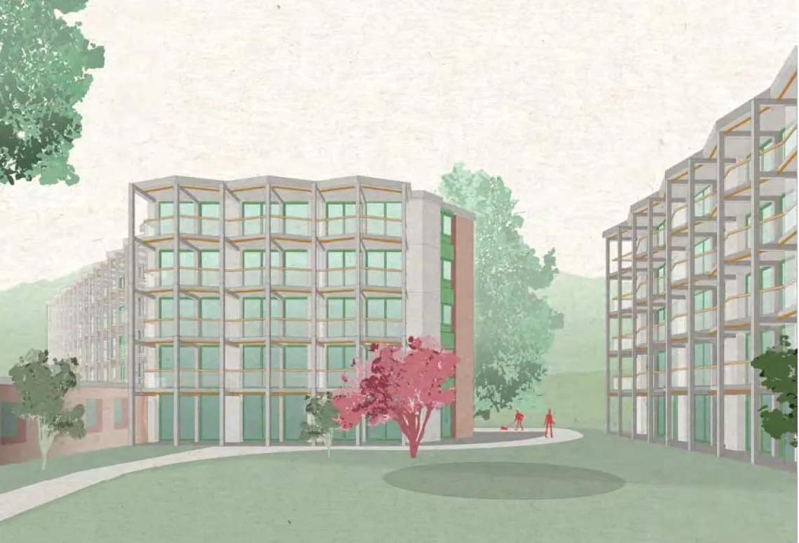 Bild von zwei Gebäuden und einigen Pflanzen