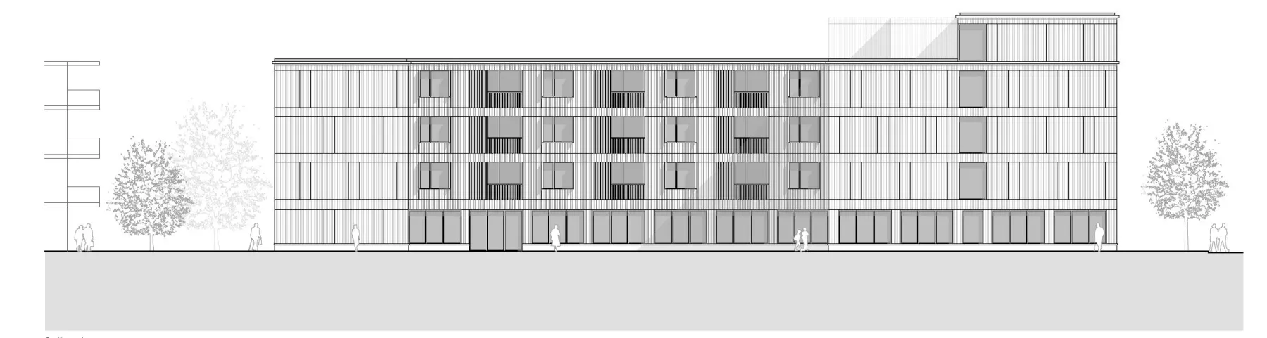 Plan in schwarz weiss von einem Gebädude