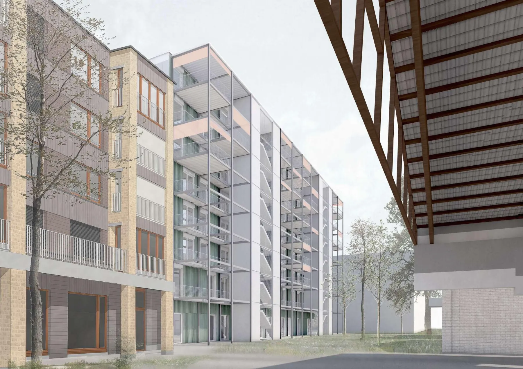 Gasse zwischen zwei hohen Häusern